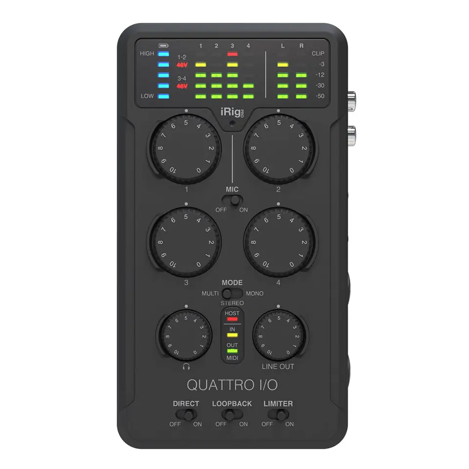 ⁨IK Multimedia iRig Pro Quattro I/O - 4-input professional field recording interface and mixer⁩ at Wasserman.eu