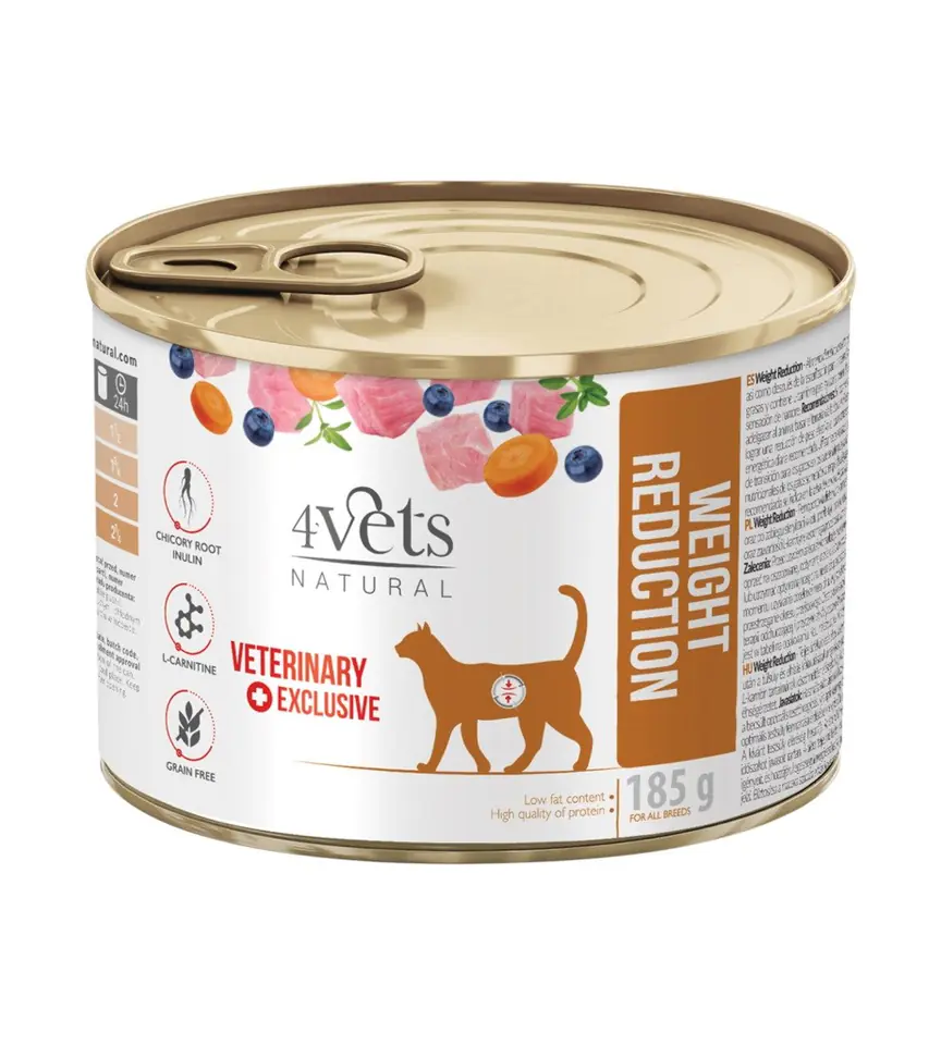 ⁨4VETS Natural Weight Reduction - wet cat food - 185g⁩ at Wasserman.eu