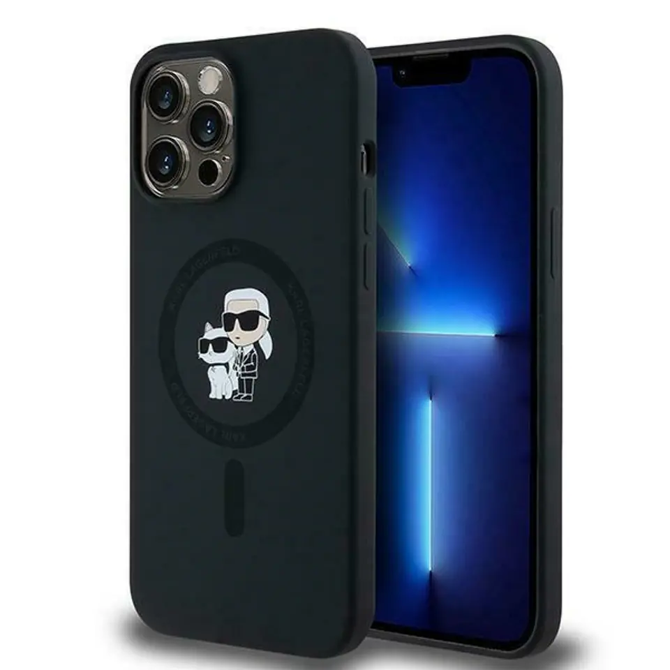 ⁨Karl Lagerfeld KLHMP13LSCMKCRHK iPhone 13 Pro / 13 6.1" czarny/black hardcase Silicone Karl & Choupette MagSafe⁩ w sklepie Wasserman.eu