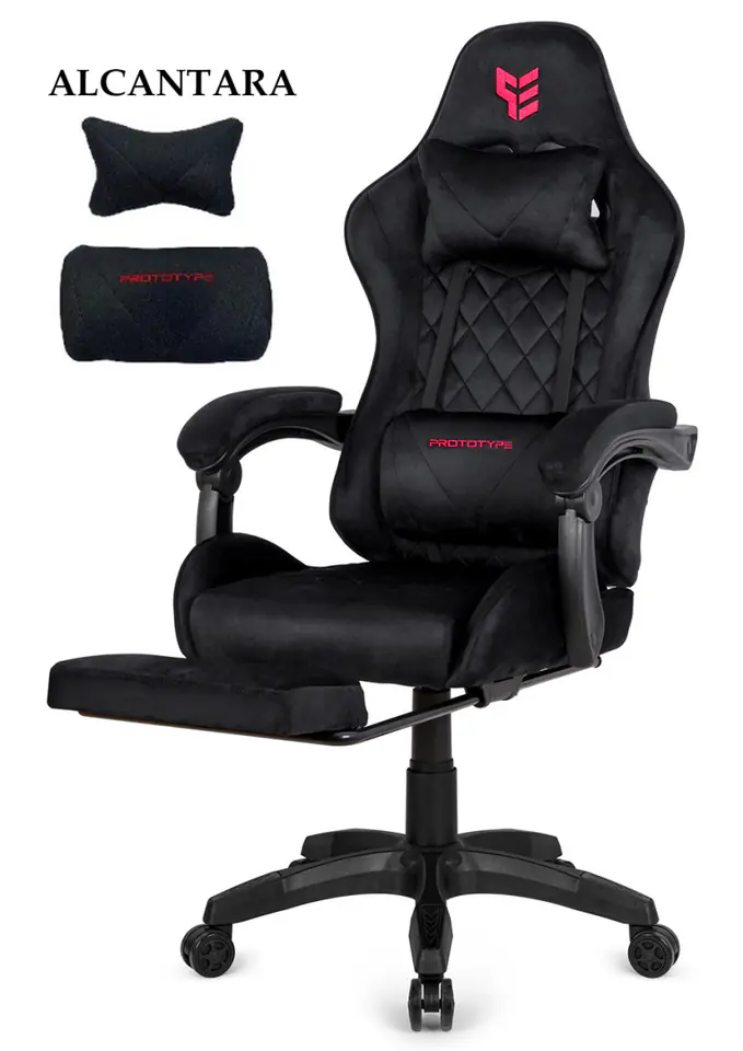 ⁨Fotel obrotowy gamingowy XL POKER PRO BLACK ALCANTARA⁩ w sklepie Wasserman.eu