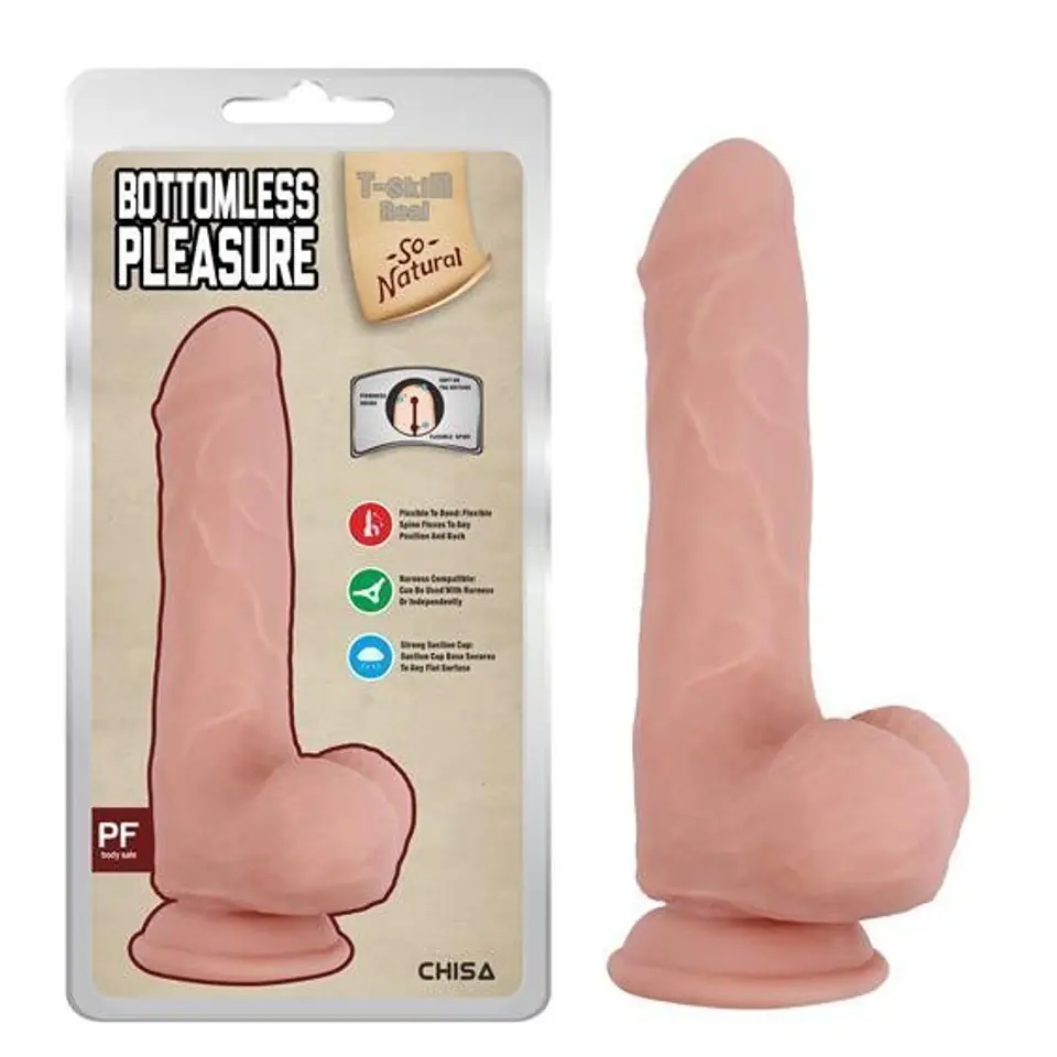 ⁨Dildo z przyssawką T-skin Bottomless Pleasure 20cm Chisa⁩ w sklepie Wasserman.eu