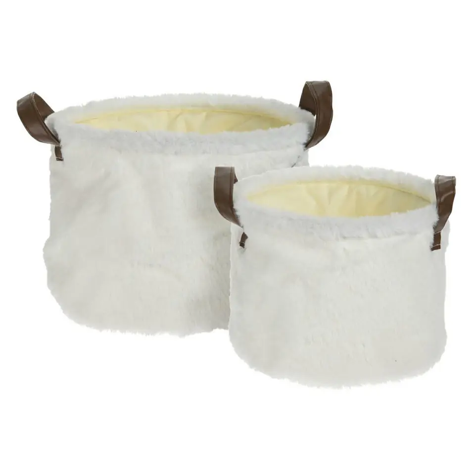 ⁨Set of baskets with fur white 2 pcs⁩ at Wasserman.eu