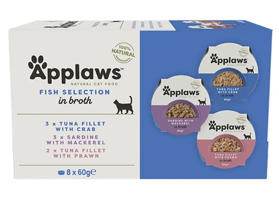 ⁨Applaws miseczki dla kota Fish Selection Multi Pack 8x60g⁩ w sklepie Wasserman.eu