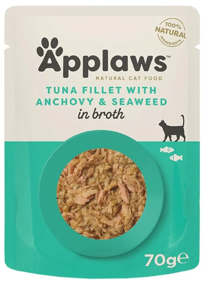 ⁨Applaws saszetka dla kota Tuńczyk, Anchois i Wodorosty 70g⁩ w sklepie Wasserman.eu