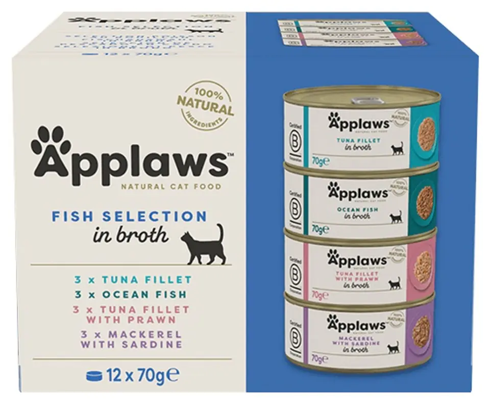 ⁨Applaws puszki dla kota Multipack Fish 12x70g⁩ w sklepie Wasserman.eu