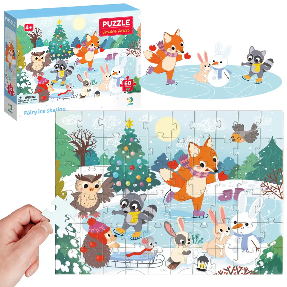 ⁨Puzzle "Zabawa na łyżwach" Układanka 60 Elementów Zwierzęta Zima⁩ w sklepie Wasserman.eu