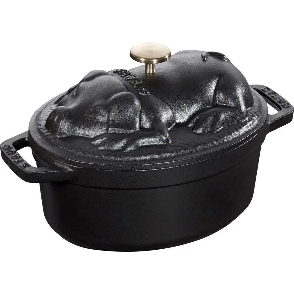 Staub oval cast iron pot suckling pig - 1 ltr, Black at Wasserman.eu