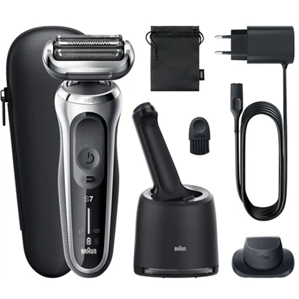 ⁨Braun | Shaver | 71-S7200cc | Operating time (max) 50 min | Wet & Dry | Silver/Black⁩ at Wasserman.eu