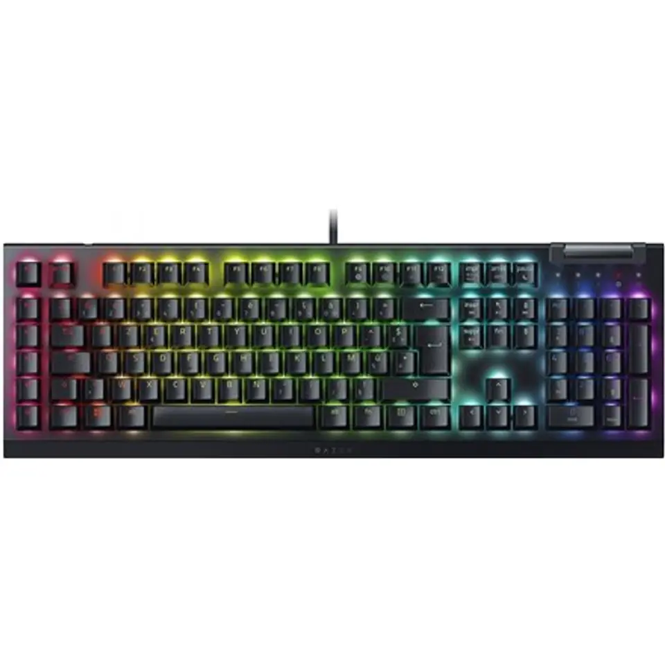 ⁨Mechaniczna klawiatura do gier Razer BlackWidow V4 X, zielony przełącznik, układ rosyjski, przewodowy, czarny Razer⁩ w sklepie Wasserman.eu