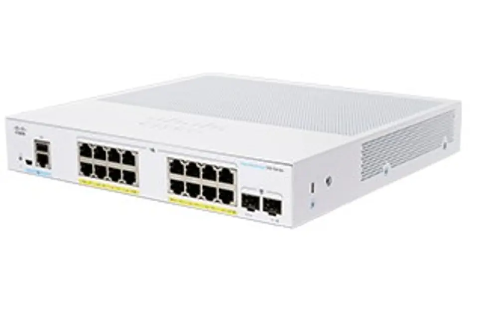 ⁨Cisco CBS350-16P-E-2G-EU łącza sieciowe Zarządzany L2/L3 Gigabit Ethernet (10/100/1000) Srebrny⁩ w sklepie Wasserman.eu