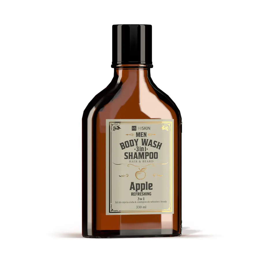 ⁨HISKIN Men Whisky Żel do mycia ciała i szampon do włosów i brody 3w1 - Apple 330 ml⁩ w sklepie Wasserman.eu