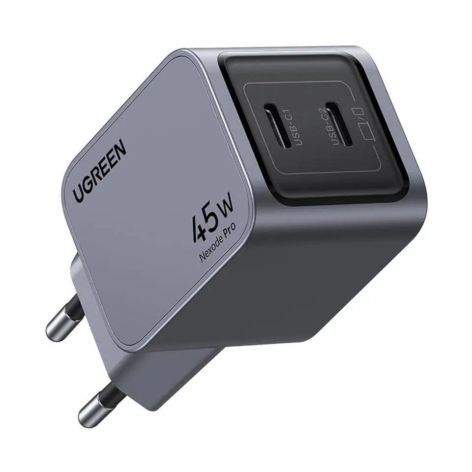 ⁨Ładowarka sieciowa Ugreen Nexode Pro 45W, 2x USB-C (szara)⁩ w sklepie Wasserman.eu