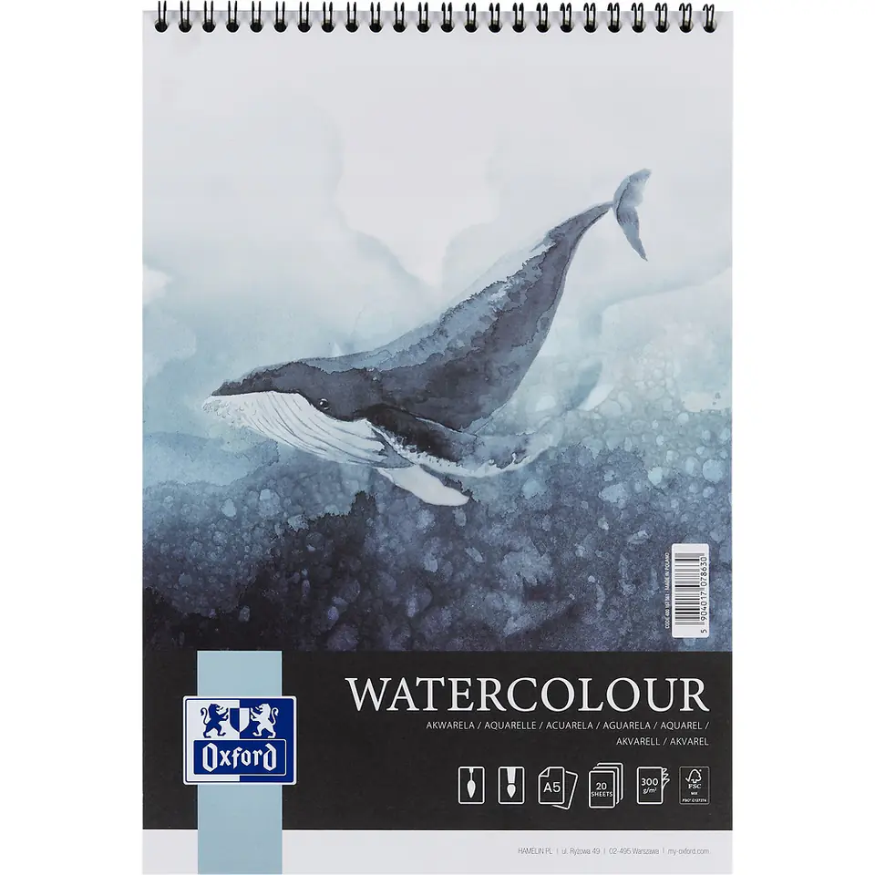⁨Blok do akwareli A5 20 kartek 300g 4-stronnie klejny ARTISTIC 400184068 OXFORD⁩ w sklepie Wasserman.eu