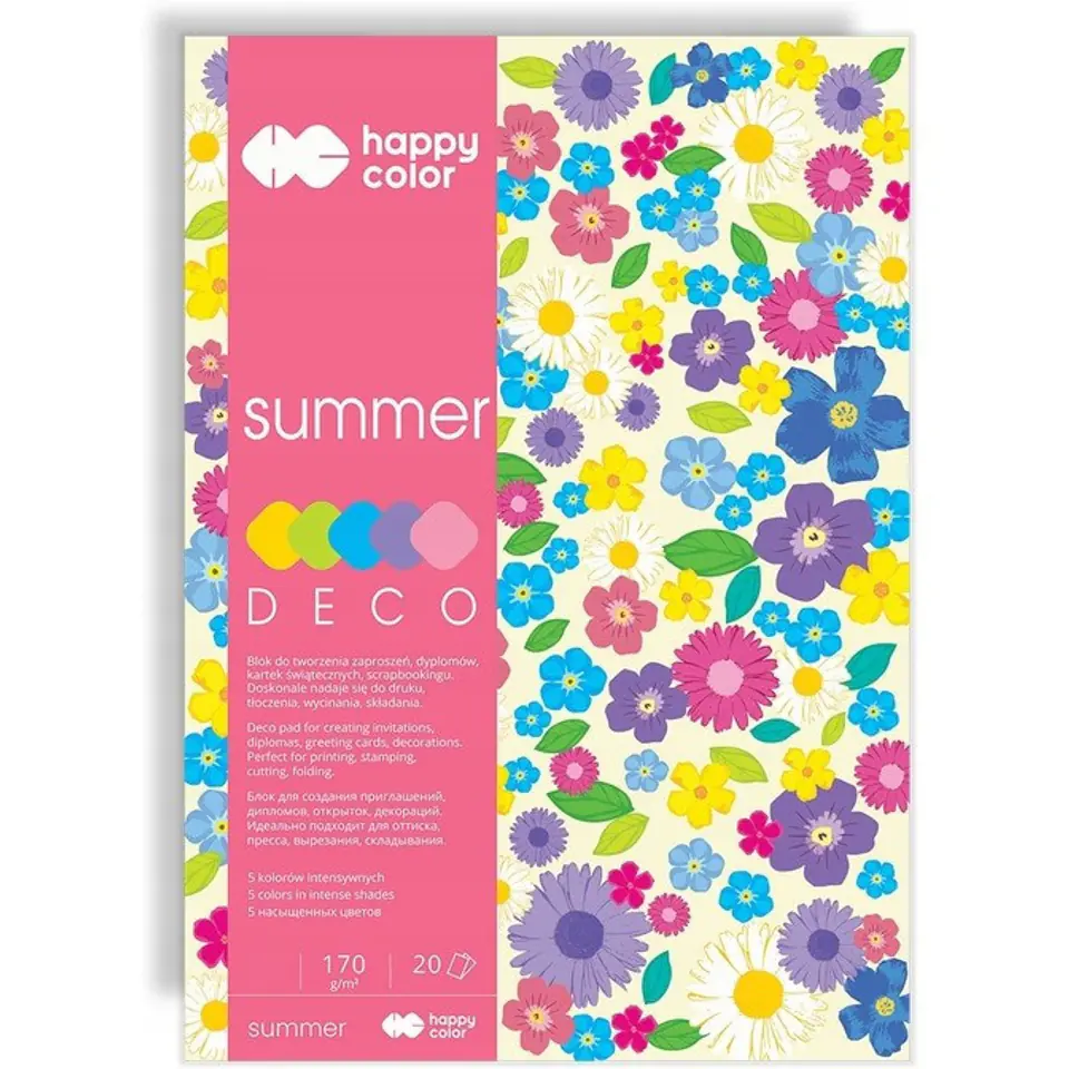 ⁨Blok DECO SUMMER A5, 170g.20ark. 5 kolorów HA 3817 1520-120 HAPPY COLOR⁩ w sklepie Wasserman.eu