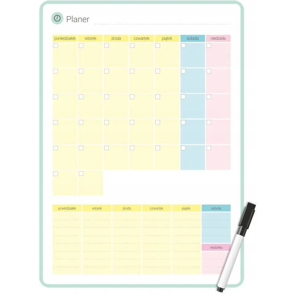 ⁨Planer magnetyczny na lodówkę 25x35cm miesięczny + marker PMP-01-01 BIURFOL⁩ w sklepie Wasserman.eu