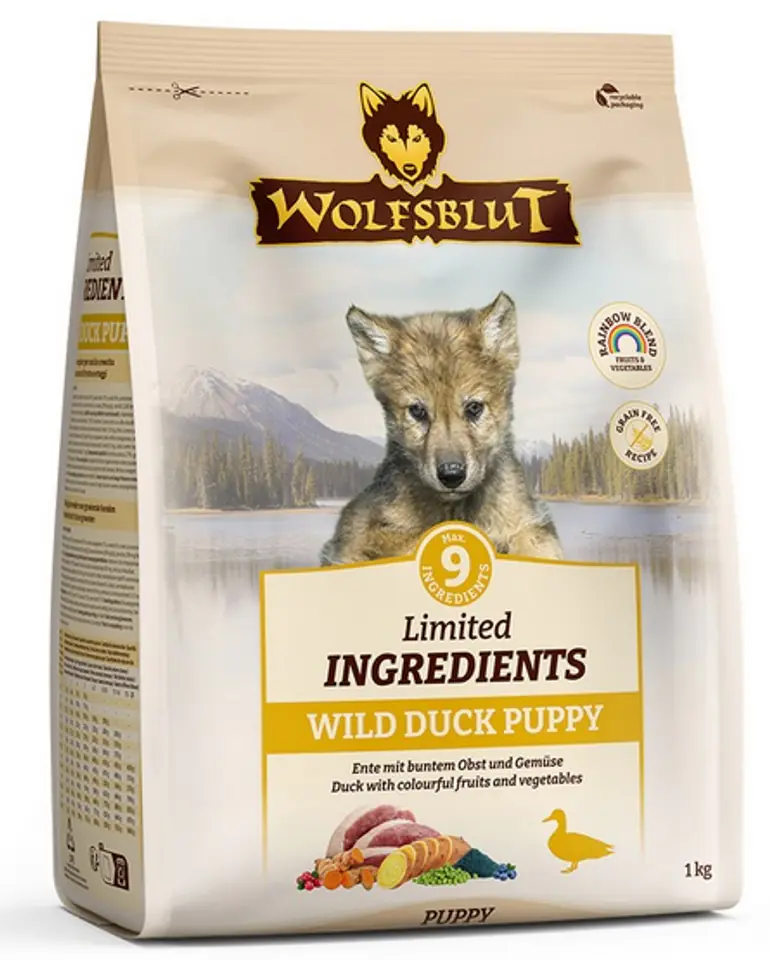 ⁨Wolfsblut Dog Limited Ingredients Wild Duck Puppy - kaczka i bataty 1kg⁩ w sklepie Wasserman.eu
