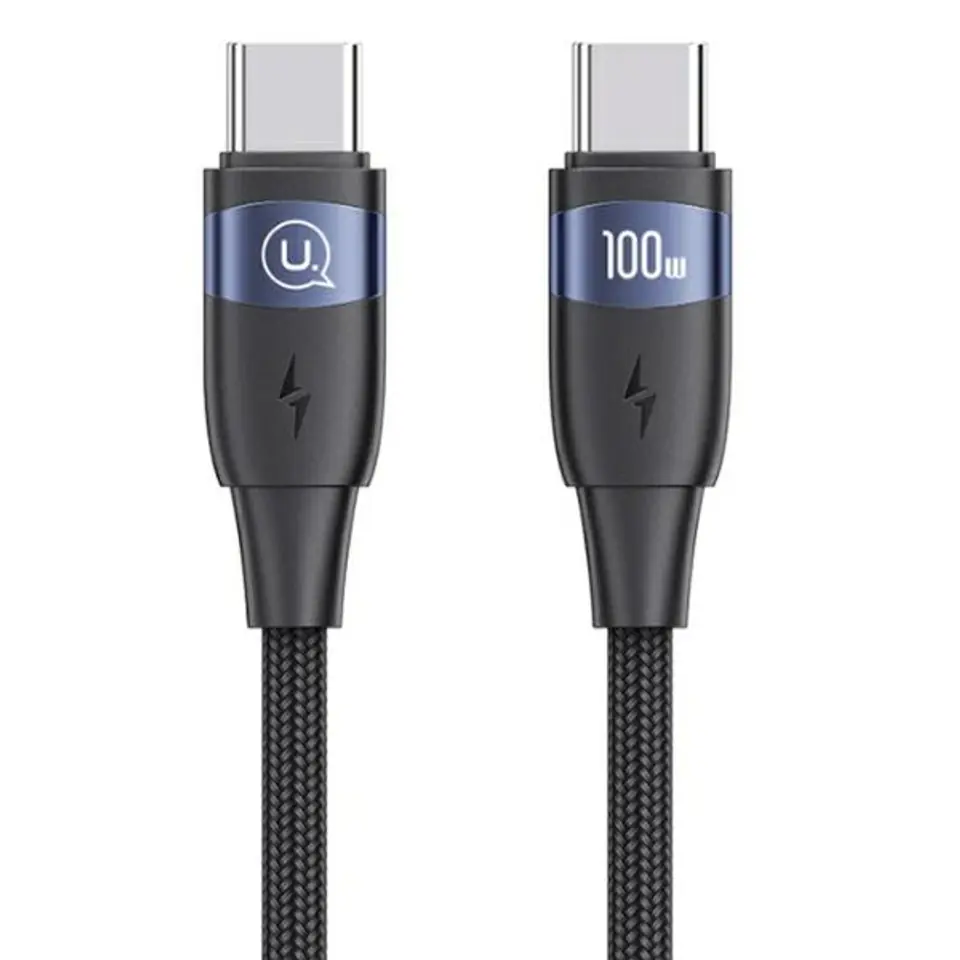 ⁨USAMS Kabel U85 USB-C na USB-C 100W 1.2mPD Fast Charging czarny/black SJ632USB01 (US-SJ632)⁩ w sklepie Wasserman.eu