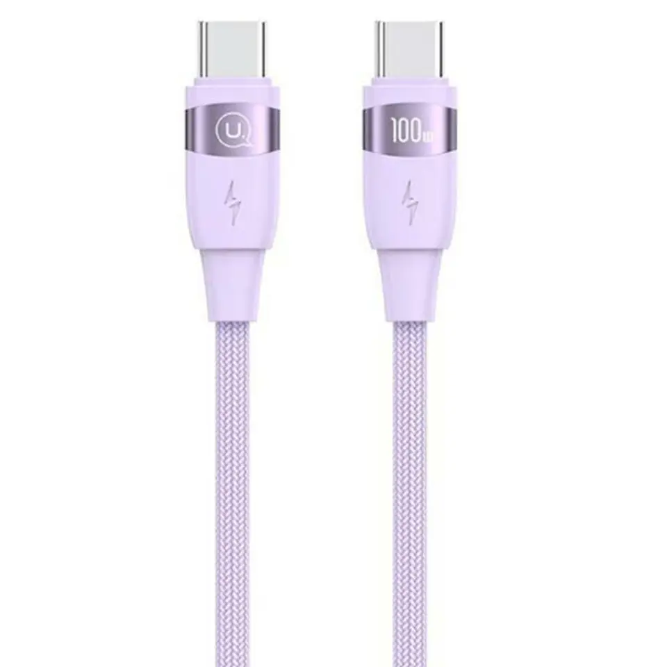 ⁨USAMS Kabel U85 USB-C na USB-C 100W 1.2m PD Fast Charging fioletowy/purple SJ632USB03 (US-SJ632)⁩ w sklepie Wasserman.eu