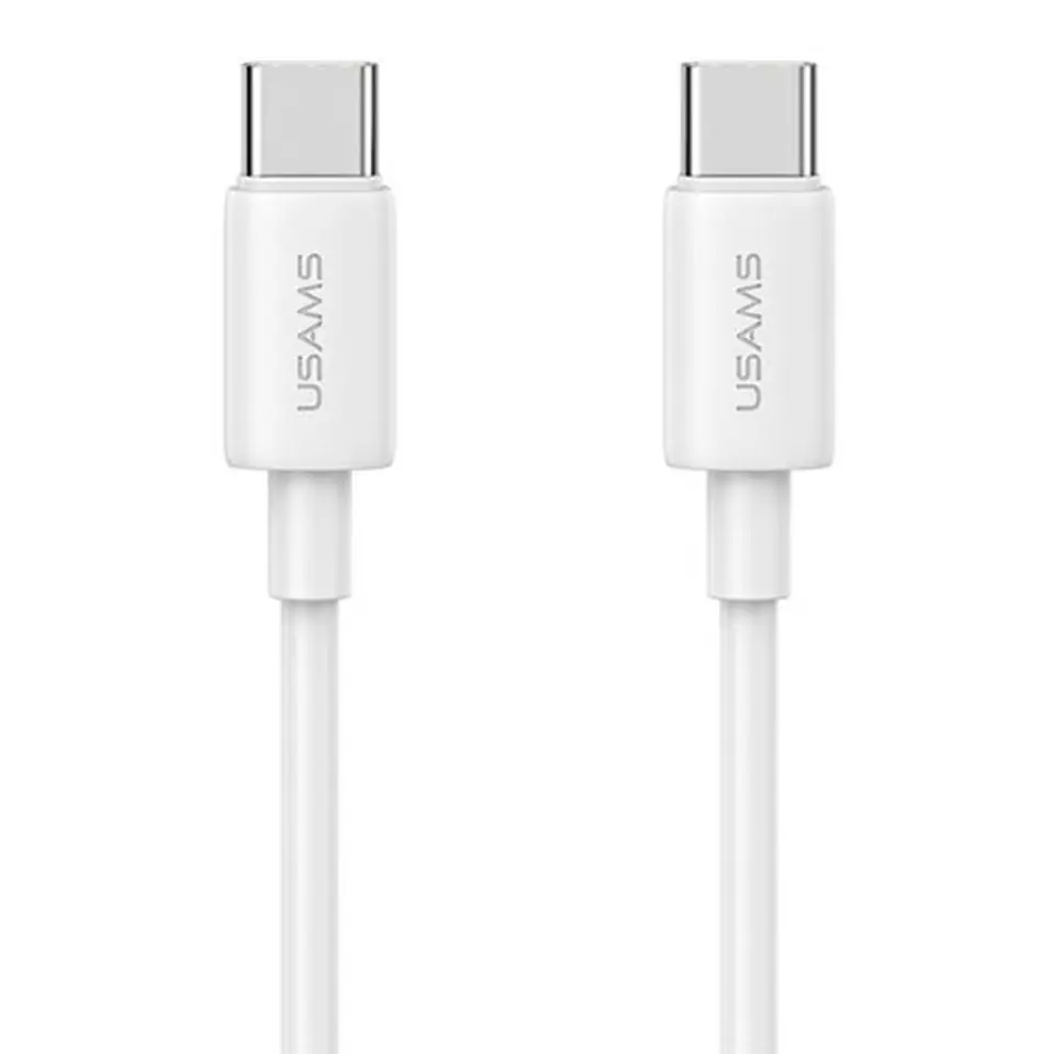 ⁨USAMS Kabel USB-C na USB-C 60W 1m Fast Charging YD Series biały/white SJ711USB02 (US-SJ711)⁩ w sklepie Wasserman.eu