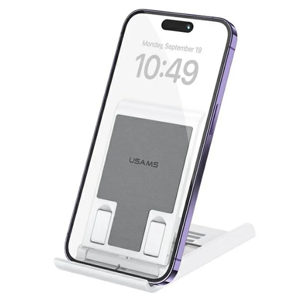 ⁨USAMS Składany stojak biurkowy natelefon/tablet biały/white ZJ073ZJ02 (US-ZJ073)⁩ w sklepie Wasserman.eu