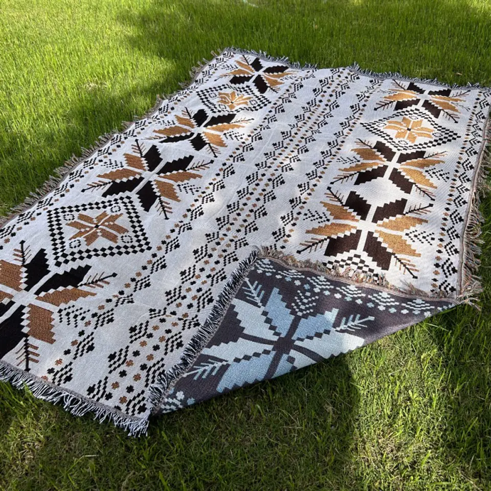 ⁨Koc BOHO pleciony, narzuta dwustronny frędzle 130x180cm KOC15WZ1⁩ w sklepie Wasserman.eu