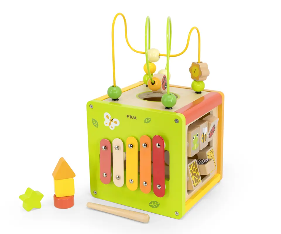 ⁨Viga 44716 Kostka edukacyjna 5w1 z labiryntami i cymbałkami⁩ w sklepie Wasserman.eu