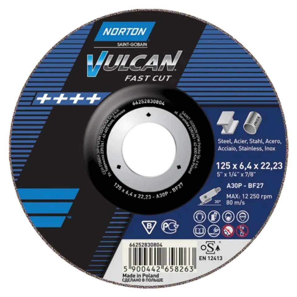 ⁨TARCZA FLEX 27 125x6,4x22,2 A 30 P VULCAN NORTON⁩ w sklepie Wasserman.eu