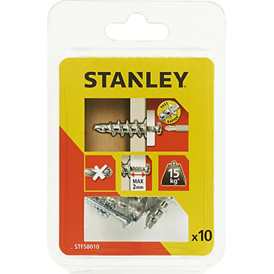 ⁨Kołek metalowy samogwintujący 39mm z wkrętami (10szt.) STANLEY FATMAX⁩ w sklepie Wasserman.eu