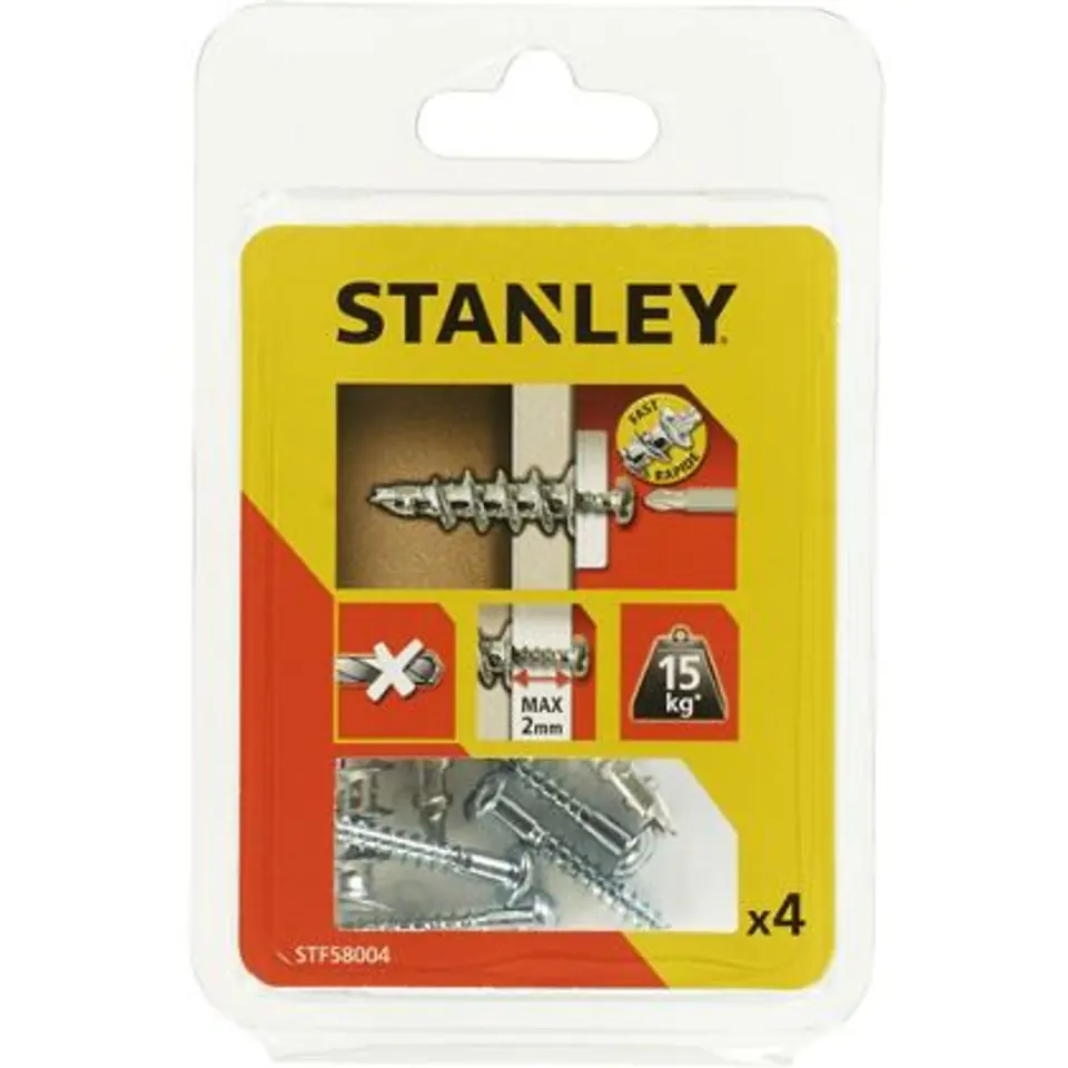 ⁨Kołek metalowy samogwintujący 39mm z wkrętami (4szt.) STANLEY FATMAX⁩ w sklepie Wasserman.eu