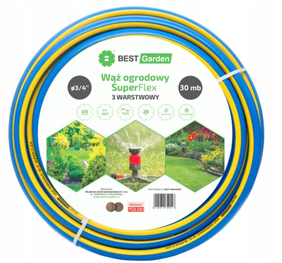 ⁨WĄŻ OGRODOWY 3/4” 30m SUPER FLEX BEST GARDEN⁩ w sklepie Wasserman.eu