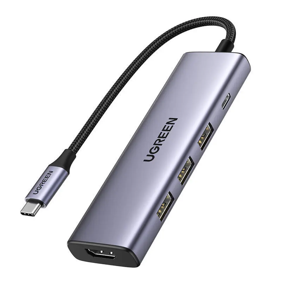 Hub / Adapter 100W PD USB-C - 3x USB + HDMI + USB-C + HDMI 4K 30Hz UGREEN Revodok CM511 szary w sklepie Wasserman.eu