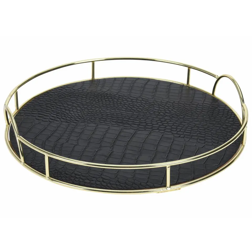 Okrągła taca czarno złota 30 cm w sklepie Wasserman.eu