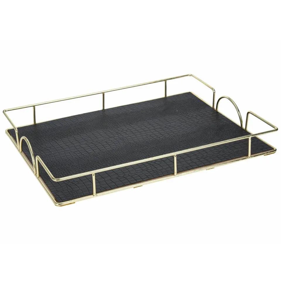 ⁨Rectangular tray black and gold 40x25 cm⁩ at Wasserman.eu