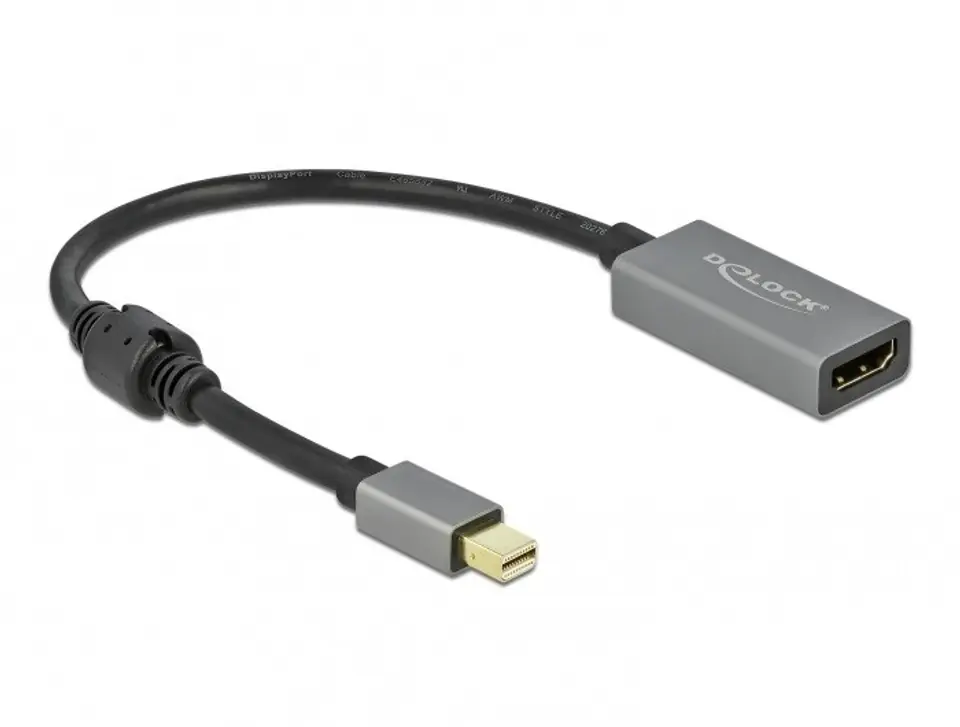 ⁨DeLOCK 66570 adapter kablowy 0,2 m Mini DisplayPort HDMI Typu A (Standard) Czarny, Szary⁩ w sklepie Wasserman.eu