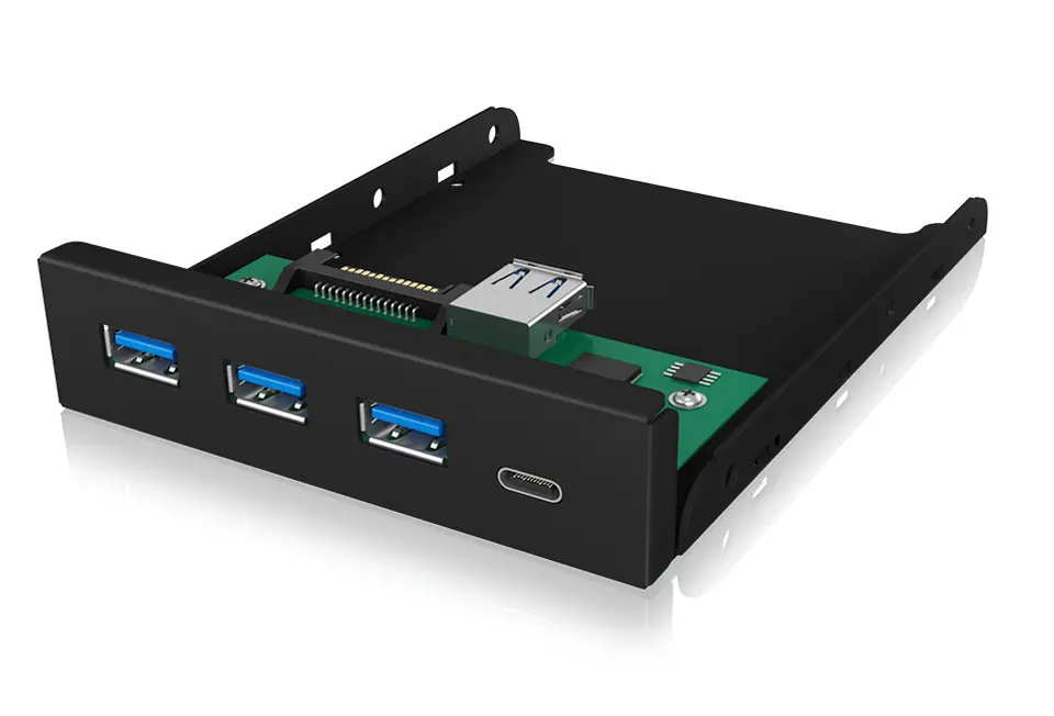 ⁨ICY-BOX 3,5" Panel przedni 4-portowy port USB 3.0, 3x Type-A, 1x Type-C czarny Wymaga (dodatkowego) 20-pinowego złącza USB 3⁩ w sklepie Wasserman.eu