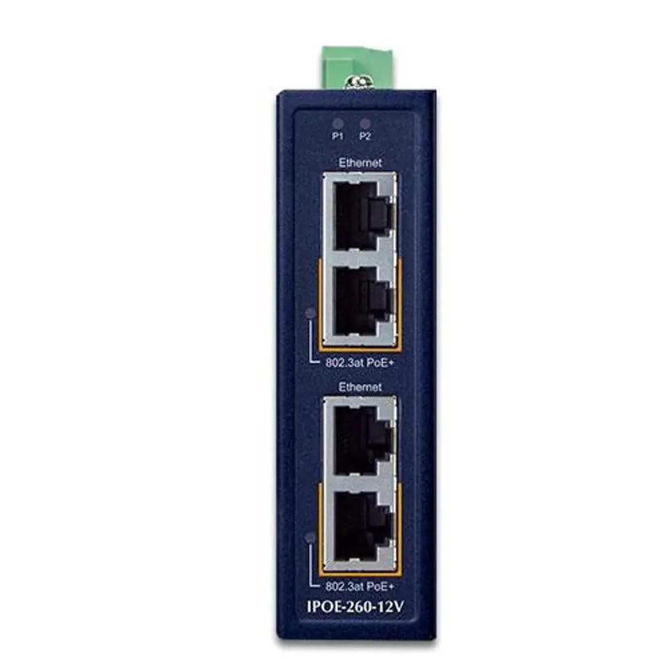 ⁨PLANET Industrial 2-port 10/100/1000T Gigabit Ethernet (10/100/1000) Power over Ethernet (PoE) Blue⁩ at Wasserman.eu