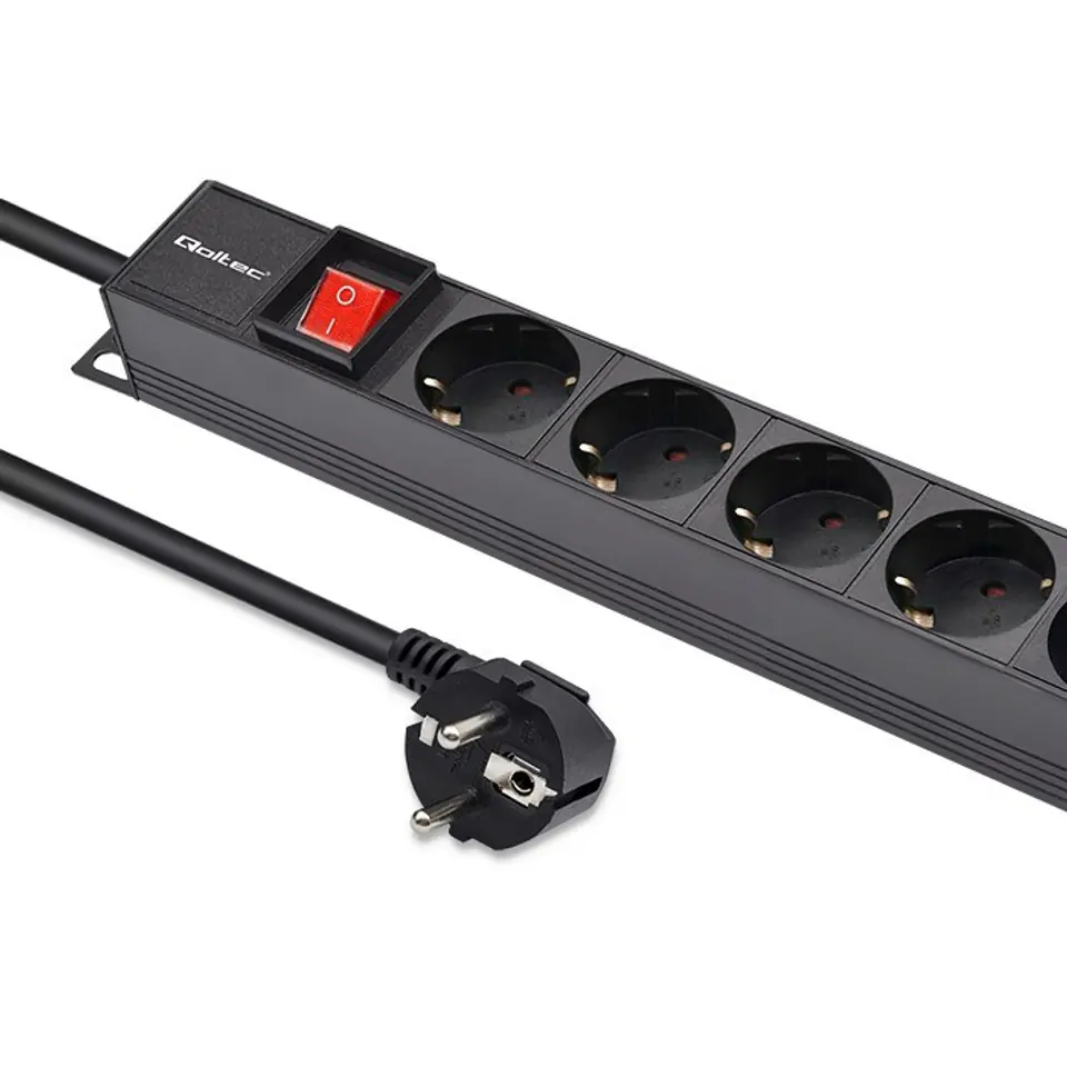 ⁨Qoltec Aluminiowa Listwa zasilająca PDU do  RACK | 16A |  16 x SCHUKO| Pionowa | 1.8m⁩ w sklepie Wasserman.eu