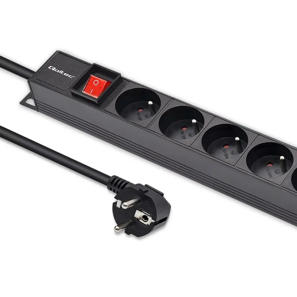 ⁨Qoltec Aluminum PDU for RACK | 16A |  16 x FRENCH | Vertical | 1.8m⁩ at Wasserman.eu