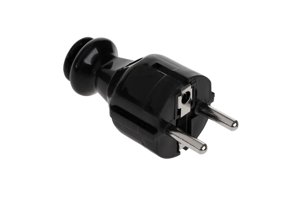 ⁨Straight plug with grounding unischuko black WT-30-2⁩ at Wasserman.eu