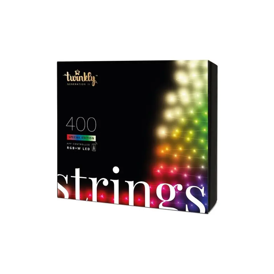 ⁨Twinkly Strings Smart LED Lights 400 RGBW (wielokolorowy + biały), 32m, czarny przewód Twinkly Strings Smart LED Lights 400 RGBW⁩ w sklepie Wasserman.eu