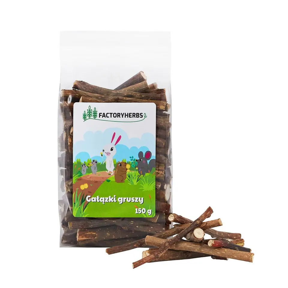 ⁨FACTORYHERBS Pear branches - treat for rodents and rabbits - 150g⁩ at Wasserman.eu