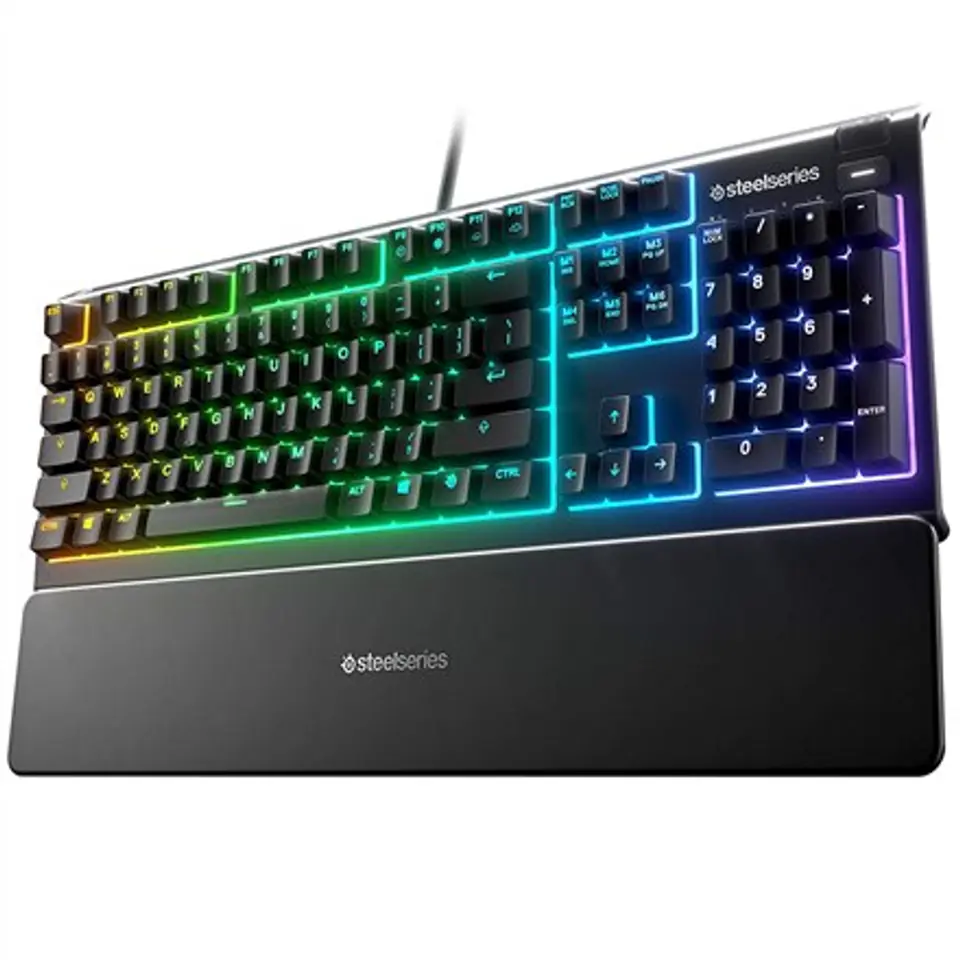 ⁨Klawiatura gamingowa SteelSeries Apex 3, układ NOR, przewodowa, czarna SteelSeries | Wierzchołek 3 | Klawiatura do gier | Światło LED RGB | NORD | Przewodowe | Czarny⁩ w sklepie Wasserman.eu