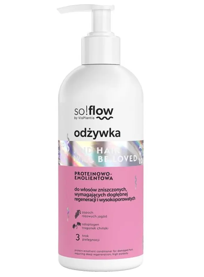 ⁨SO!FLOW Proteinowo-emolientowa odżywka do włosów zniszczonych, wymagających regeneracji 300 ml⁩ w sklepie Wasserman.eu