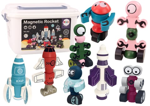 ⁨Klocki Magnetyczne Kosmos Rakieta Zestaw 56 ele. Magnetic Rocket Mix⁩ w sklepie Wasserman.eu