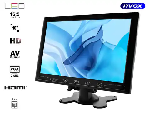 ⁨Monitor LED 10" cali HD z HDMI VGA AV 12V 230V⁩ w sklepie Wasserman.eu