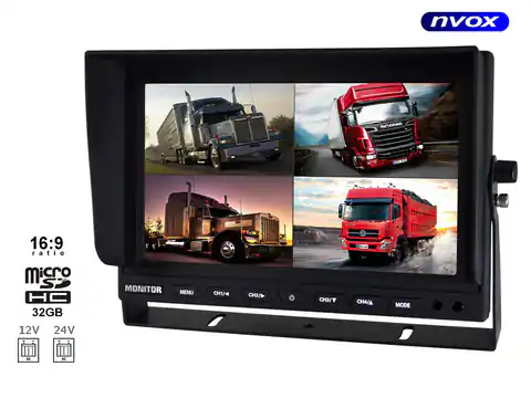⁨Nvox hm950dvr quad 9inch lcd car monitor with support for 4 cameras and DVR function 12v 24v⁩ at Wasserman.eu