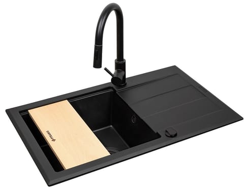 ⁨Set - PYRAMIS SPARTA PLUS LUX (78X48) 1B 1D sink + IDEA BLACK EDITION BATTERY - 070175802BE - Volcano⁩ at Wasserman.eu