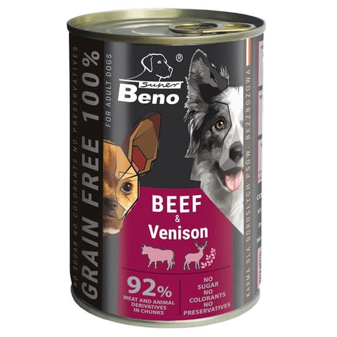 ⁨SUPER BENO Beef with venison - wet dog food - 415g⁩ at Wasserman.eu