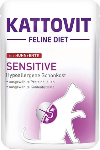 ⁨Kattovit Feline Diet Sensitive kurczak i kaczka saszetka 85g⁩ w sklepie Wasserman.eu