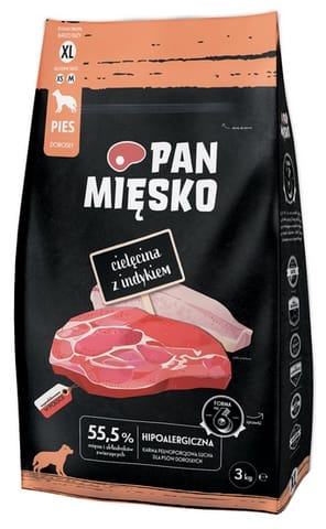 ⁨Pan Mięsko Karma sucha dla psa - cielęcina i indyk chrupki XL 3kg⁩ w sklepie Wasserman.eu
